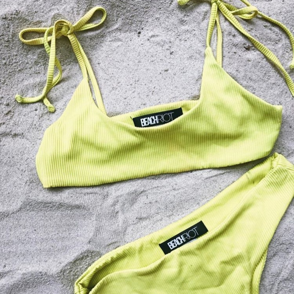 BeachRiot 2 piece lemon lime ribbed swimsuit